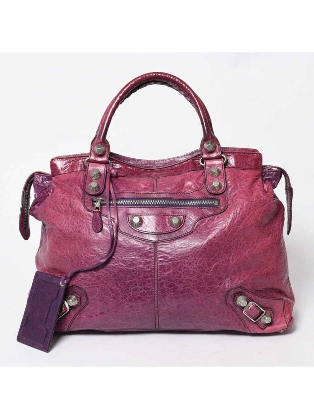 Balenciaga Giant City Handbag Lambskin Silver Purple